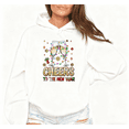 thumbnail image 1 of White Print hoodie Graphic Sweatshirt S-2XL Women's Casual New Year Cheers Tops, 1 of 4