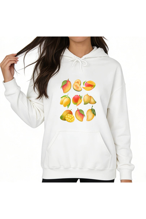 White Print hoodie Graphic Sweatshirt Watercolor Mango Daily Casual Relaxing Retro Inspired Tops S-2XL Tops
