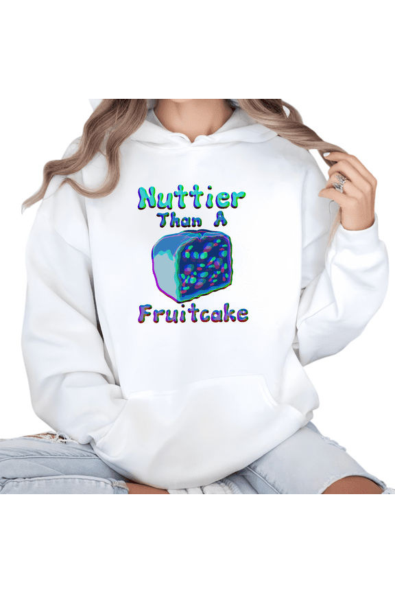 White Print hoodie Sweatshirt Graphic Sweatshirt Cotton Iridescent Print Nuttier Than A Fruitcake Fun Fashion Style Top S-2XL Plain Tops