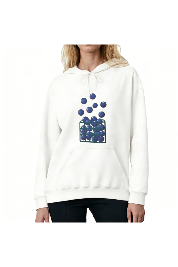White Print hoodie Sweatshirt Graphic Sweatshirt Cute Kawaii Blueberry Basket Print Hooded Sweatshirt for Patriotic Summer Casual Tops S-2XL