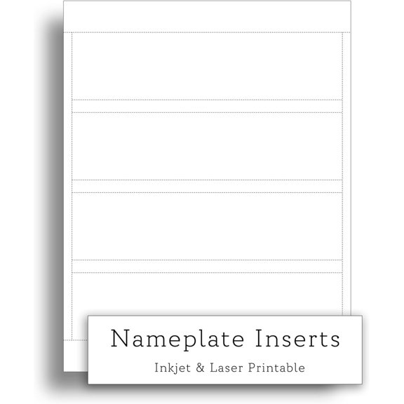 White Printable Nameplate Inserts - 8" x 2" - Blank Perforated Paper Nameplate Inserts for Inkjet & Laser Printers - Heavyweight Cardstock - 4 per Page - 25 Sheets / 100 Blank Inserts$$