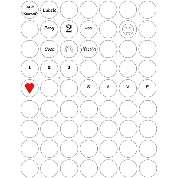 White Printable Sticker Sheets for Inkjet/Laser Printers, Removable Stickers Printing Labels Round 1 inch with Template Included, 5 Sheets - 315 Pack