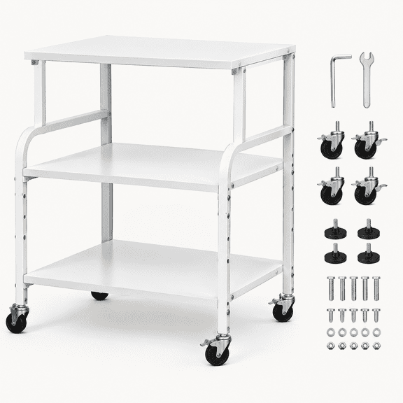 White Printer Stand Table, 23.6"x18.9"x30" Large Size with Storage