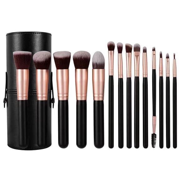White Professional Makeup Brushes Set 14pcs Makeup Brush Cosmetic Foundation Powder Eyeshadow Brush Kit Make Up Beauty Tools (black-gold bucket)