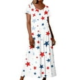 thumbnail image 1 of White Prom Dress, American Flag T Shirt Long Dresses Casual Cotton 4Th Of July Patriotic Short Sleeve Round Neck Pocket Dress Red Blue Sneaker Ball Dress For Maxi Dresses (XXL, White) ZMTing, 1 of 4