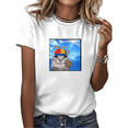 thumbnail image 1 of White Propeller Hat Cat With Lollipop Rainbow Funny Whimsical Graphic Tees Print Tshirt Shirts Playful Cat Lover Tops S-5XL, 1 of 5