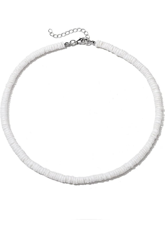 White Puka Shell Necklace Hawaiian Cowire Shell Necklace Sea Shell Pearl Beach Choker Necklace Handmade Adjustable Summer Clavicle Necklace Surfer Jewelry For Women Men[o2688]