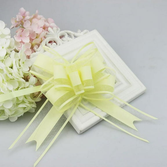 White Pull Bows Decorative Gift Wrap Ribbon Pull Bows for Christmas Wedding Party Birthday Car Holiday Presents Bags Baskets Bottles Decorations