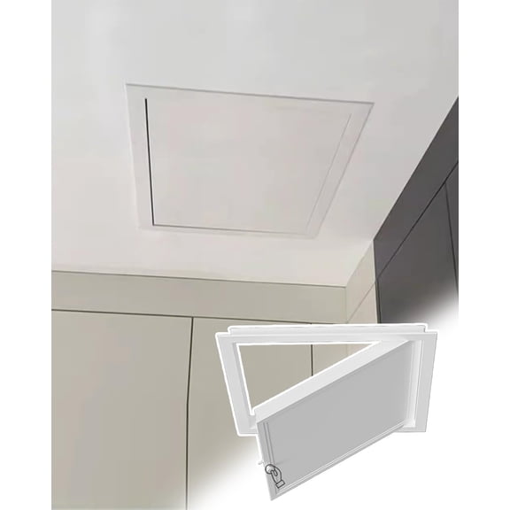 White Pull Open Attic Access Door Latch Ceiling 22 X 22, 22 X 30, 22 X 36, Concealed Spring Loaded Access Panel 10x10, 12x12, 14x14, 16x16, 24x24 (22x26in (550x650mm))