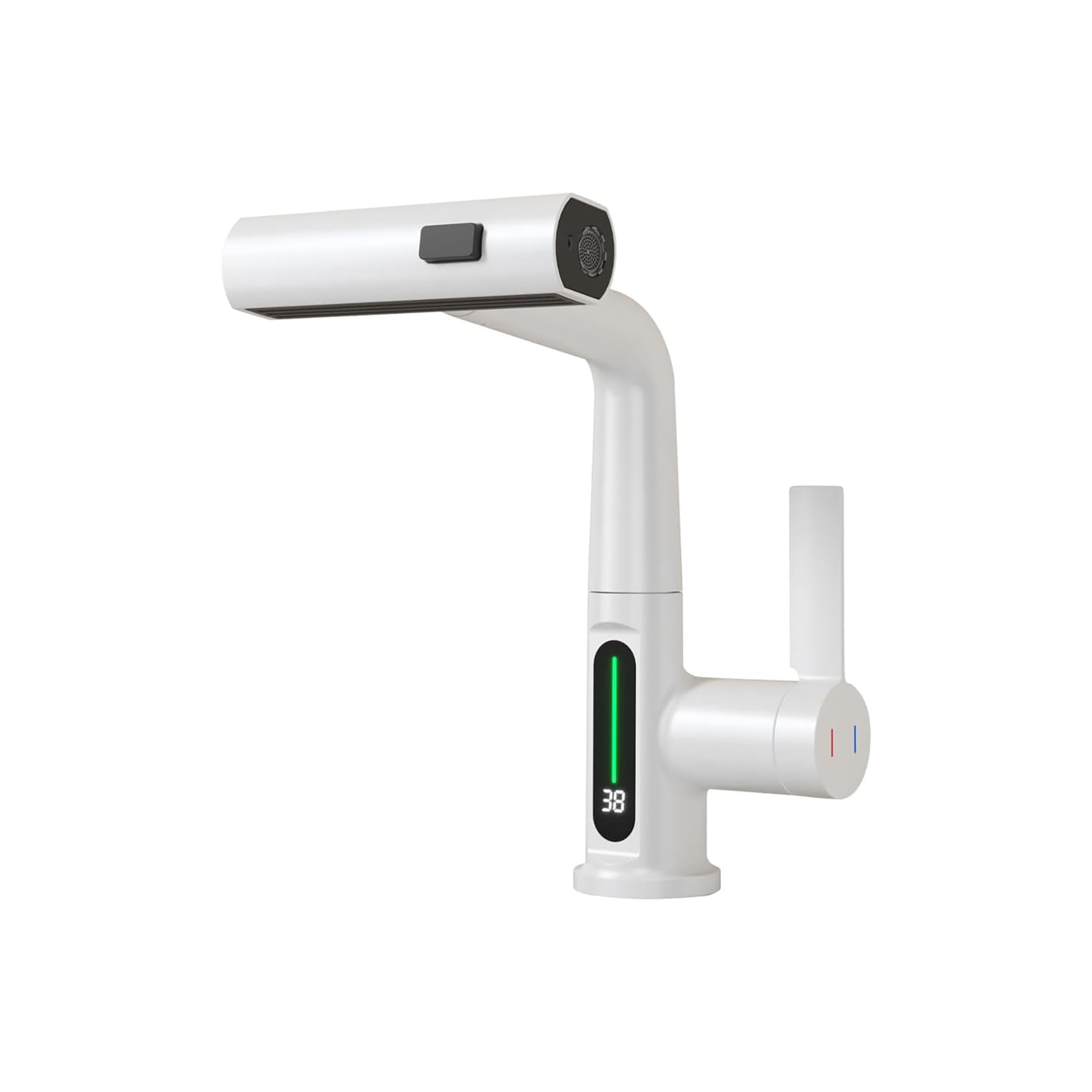 White Zinc Alloy Single Handle LED Bathroom Faucet