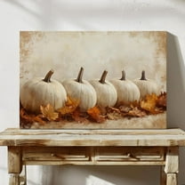 White Pumpkin Autumn - Rustic Fall Decor With Leaves - Farmhouse Seasonal Wall Art For Home Or Office Wall Art, Modern Wall Decor, 8x12 UNFRAMED