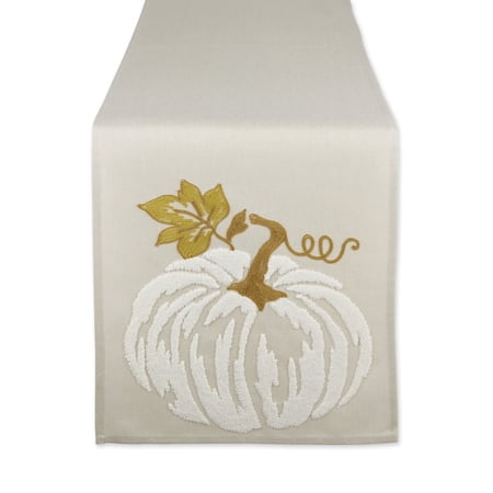 White Pumpkin Embroidered Table Runner 14x70