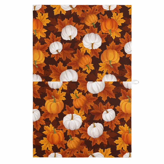 White Pumpkin Fall 1 Pack Kitchen Towel, Water Absorbent Dish Towel, Thanksgiving Maple Leaves Farmhouse Decorative Hand Towels - Quick Drying Cloth for Cooking Baking, 18x28 Inch