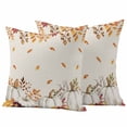 thumbnail image 1 of White Pumpkin Fall Outdoor Waterproof Pillow Covers, Thanksgiving Eucalyptus Leaves Linen Decorative Square Throw Pillowcase Sofa Cushion Sham for Patio/Couch/Chair, 16"x16" 2 Pack, 1 of 8