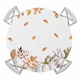 thumbnail image 1 of White Pumpkin Fall Round Tablecloth for 36-44 Inch Tables,Fitted Table Cover with Elastic Edge,Thanksgiving Eucalyptus Leaves Autumn Waterproof Outdoor Table Cloth Protector for Patio Garden Dinner, 1 of 9