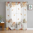 thumbnail image 1 of White Pumpkin Fall Semi Sheer Curtains 72 Inch Length 2 Panels Set, Thanksgiving Eucalyptus Leaves Autumn Sheer Kitchen Curtain Privacy Voile Window Curtain for Living Room Bedroom Rod Pocket Drapes, 1 of 7