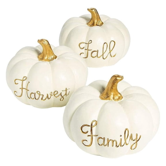 White Pumpkin with Centerpieces (3 Piece Set) Fall and Home Decor