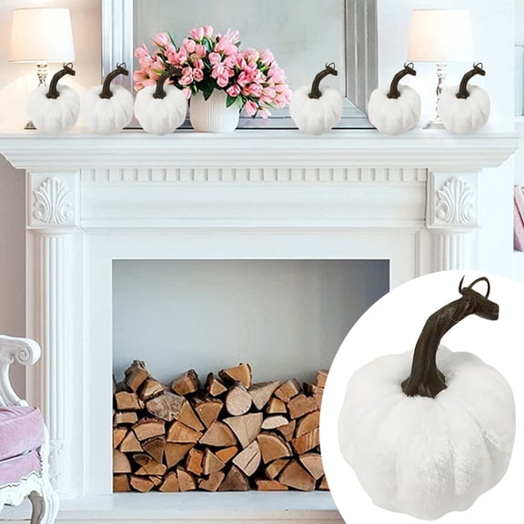 White Pumpkins $4.68 Handmade Velvet Pumpkins Decor Super Soft Stuffed Pumpkin Ornament