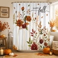thumbnail image 1 of White Pumpkins Fall Shower Curtains for Bathroom, Thanksgiving Autumn Floral Botanical Waterproof Fabric Shower Curtain, Decorative Bathroom Curtain for Bathtub, 72"x84", No Hooks Included, 1 of 9