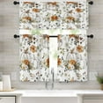 thumbnail image 1 of White Pumpkins Kitchen Curtains Fall Window Curtains Valance and Tier Set 36 Inch, Autumn Orange Floral Rod Pocket Short Tier Curtain for Room, Watercolor Small Cafe Kitchen Decor, 1 of 6