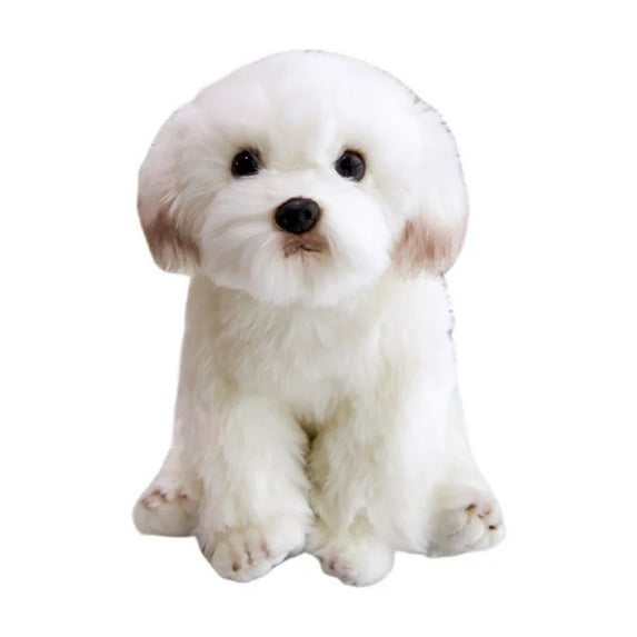White Puppy Plush Toy -10 '' Pet Dog Stuffed Animal, Marzis Dog Plush Animal, Realistic Decor for Kid, Pillow Doll Gift