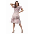 thumbnail image 1 of White Pure Cotton Ikkat Printed A-Line Dress, 1 of 6