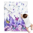 thumbnail image 1 of White Purple Butterfly Flower Pattern Blanket,Comfortable Soft Flannel Throw Blanket,All Season,Warm Lightweight Blankets for Sofa Bed Couch Living Room Chair,30"x40", 1 of 4