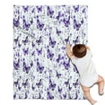 thumbnail image 1 of White Purple Butterfly Plant Pattern Blanket,Comfortable Soft Flannel Throw Blanket,All Season,Warm Lightweight Blankets for Sofa Bed Couch Living Room Chair,30"x40", 1 of 4