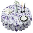 thumbnail image 1 of White Purple Butterfly Plant Pattern Round Tablecloth 60"x60",Wrinkle Wipeable Table Cloth for Kitchen Dining Room Picnic Patio Party, 1 of 6