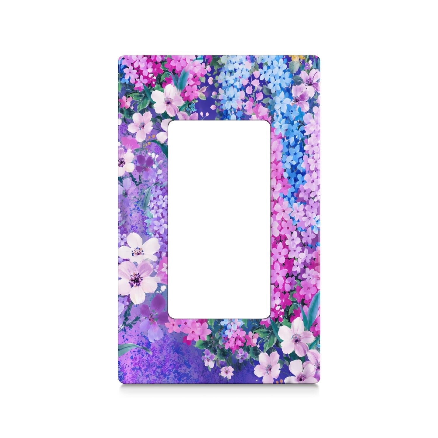White, Purple, Light Blue Floral Meadow 1-Gang Switch & Outlet Plate ...