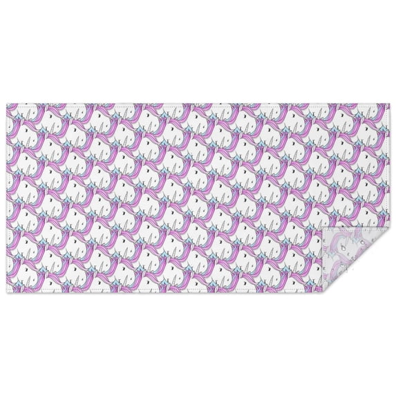 White and Purple Unicorn Pattern Rectangle Tablecloth 60"x120",Waterproof Polyester Rectangle Table Cloth, Wipeable Spillproof Polyester Tablecloth for Dining, Camping, Indoor and Outdoor
