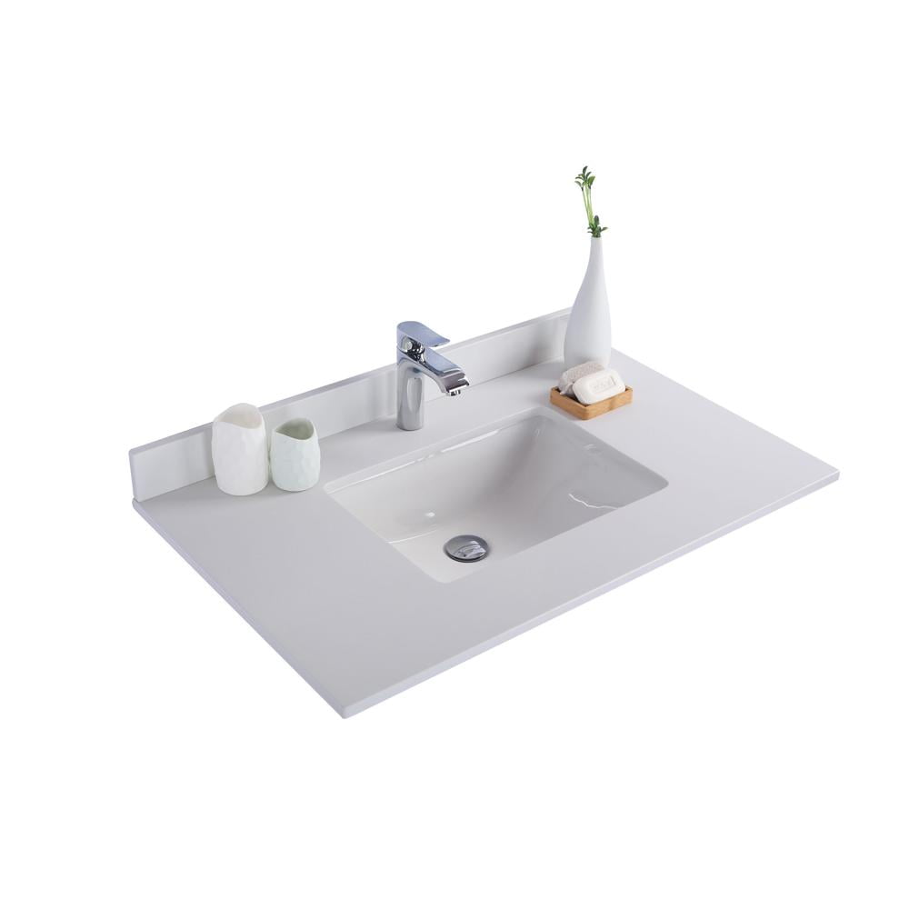 White Quartz Marble 36" Countertop with Ceramic Sink