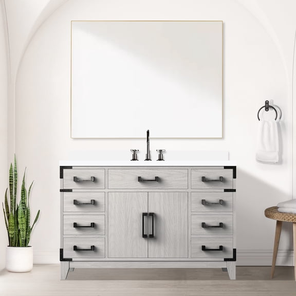 White Quartz Top | 48 in. single bath vanity for bathroom use | Enjoy polished finish and ample storage