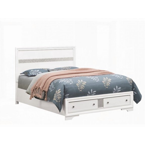 Crisp White Queen Bed - 50"H x 63"W x 84"D + Under-bed Drawers