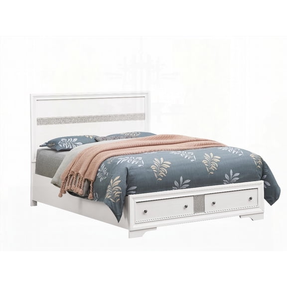 White Queen Bed Madrid G02390B-QB - Ample Space & Sturdy Slats