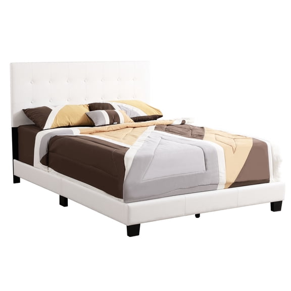 White Queen Bed in PU Material with Foam / Perfect for Master Bedroom