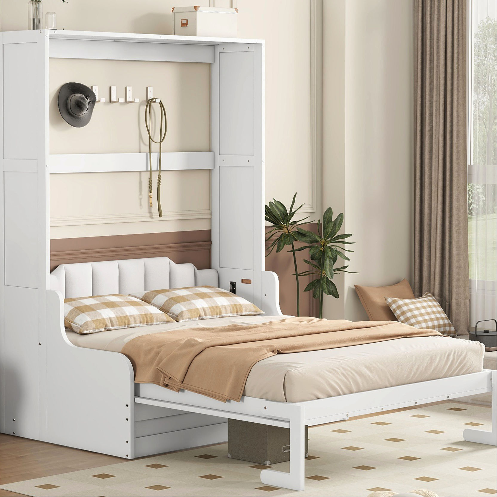 White Queen Wall Bed Murphy Bed | Comfortable Sleep, Ideal for Small ...
