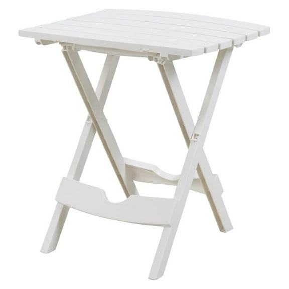 White Quik Fold Patio Side Table - Resin Outdoor Folding Side Table for Small Spaces - Dorm, Apartment, Balcony - 15.25" W x 17.38" D x 19.75" H