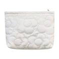 thumbnail image 1 of White Quilted Flower Makeup Pouch Mini Zipper Cosmetic Bag Portable Travel Organizer For Women Girls Small Toiletry Bag Leak Proof Lightweight Storage Bag For Daily Use Gift Idea, 1 of 8