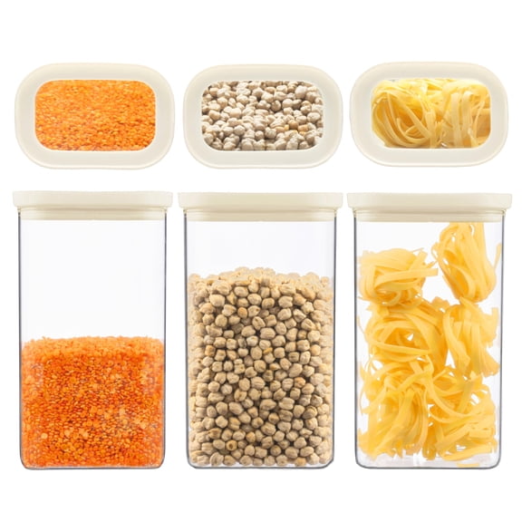 White R3P 40oz Clear Glass Food Storage Containers with White Airtight