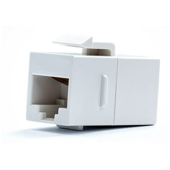 White RJ45 Female to Female UTP CAT5e CAT6 Keystone Jack Inline Coupler (1/pack)