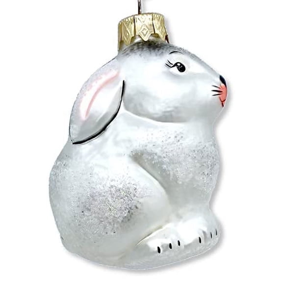 White Rabbit Blown Glass Ornament Handcrafted in Ukraine