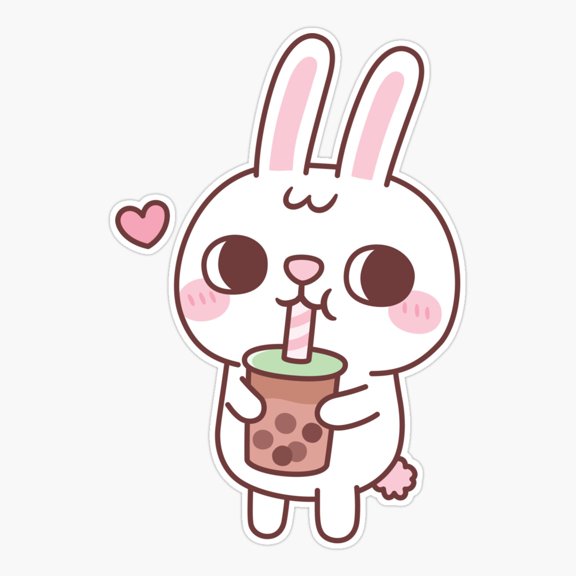 White Rabbit Bubble Tea Sticker
