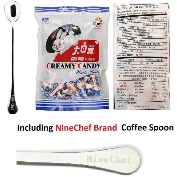 NineChef Bundle - White Rabbit Creamy Candy 6.3 Oz (180 Gram) + 1 NineChef Brand Spoon