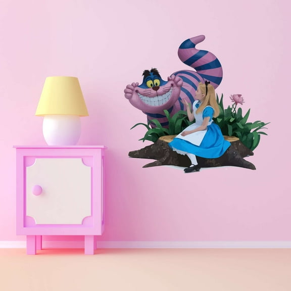 White Rabbit Cinderella Adorable Cartoon Wall Decal Alice in Wonderland Characters Cheshire Cat Movie Cartoon Decor Sticker Home Nursery Teen Room Decal - Size: 40 In(W) x 40 In(H)
