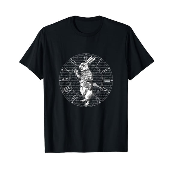 White Rabbit Vintage Clock Steampunk T Shirt
