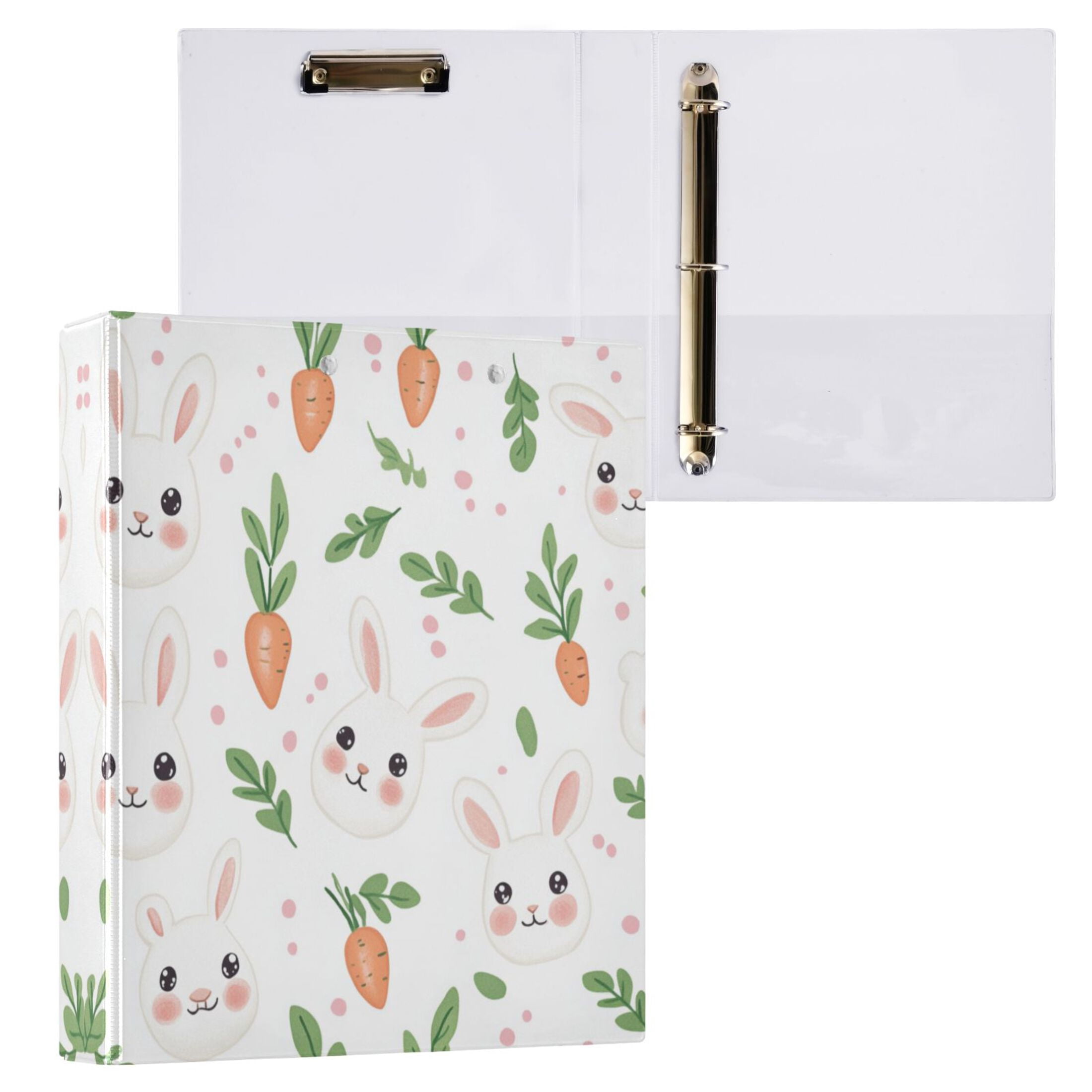 White Rabbits and Carrots 3 Ring Hardcover Binders 1.5in Round Rings ...