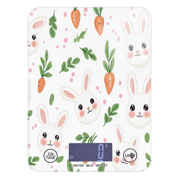 White Rabbits and Carrots Food Scale Digital Kitchen Scale Waterproof Grams Ounces lbs for For Baking and Cooking
