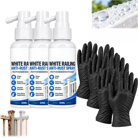 White Railing Anti-Rust Spray, Rust Shield Spray for Outdoor Railings, Fences & Metal Furniture, Restores & Protects Metal Surfaces