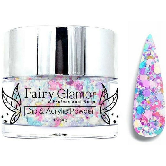 White Rainbow Chunky Glitter Dip and Acrylic Nail Powder 1oz | Paparazzi